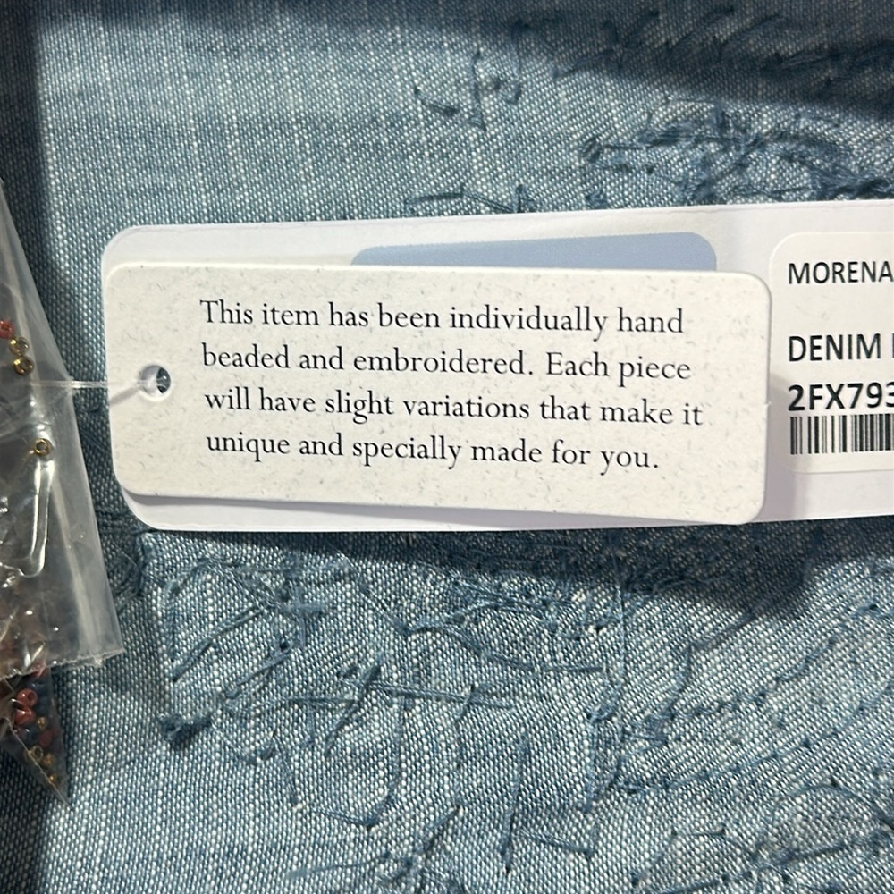 NWT Soft Surroundings Morena Duster denim jewel beaded boho long cardigan Medium - Picture 12 of 13